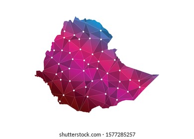 map of Ethiopia. Wire frame 3D mesh polygonal network line, design sphere, dot and structure. Vector illustration eps 10.