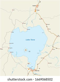Map of the Ethiopian lake Tana, ethiopia