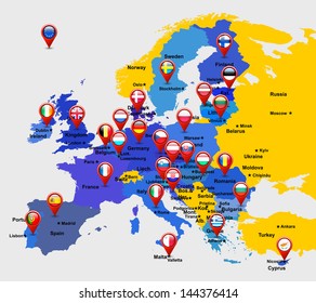 map of EU with 28 icons