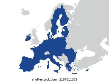 Mapa de la UE. Mapa de los estados miembros de la Unión Europea. Ilustración del vector