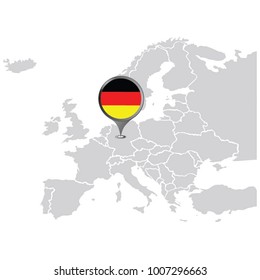map eu with pin, europa map with flag, vector