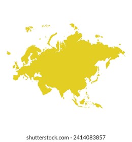 Map of Eurasia, sign silhouette. World Map Globe. Vector Illustration isolated on white background. Europe and Asia continent.