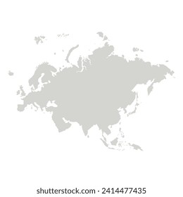 Map of Eurasia, sign silhouette. World Map Globe. Vector Illustration isolated on white background. Europe and Asia continent.