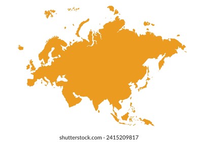 Karte von Eurasien, Silhouette. World Map Globe. Vektorgrafik einzeln auf weißem Hintergrund. Europa und der asiatische Kontinent.