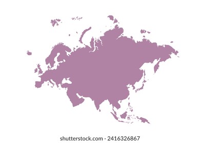 Map of Eurasia, sign silhouette. World Map Globe. Vector Illustration isolated on white background. Europe and Asia continent.