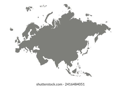 Mapa de Eurasia, silueta de señas. World Map Globe. Ilustración vectorial aislada en fondo blanco. Europa y el continente asiático.