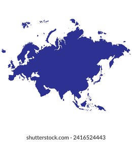 Map of Eurasia, sign silhouette. World Map Globe. Vector Illustration isolated on white background. Europe and Asia continent.