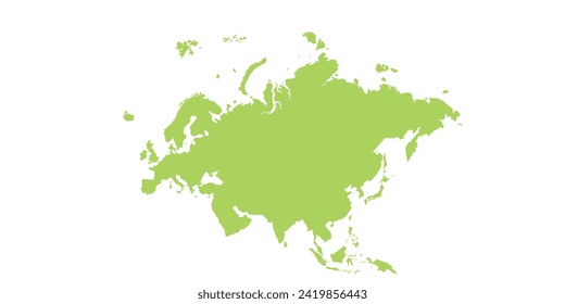 Map of Eurasia, sign silhouette. World Map Globe. Vector Illustration isolated on white background. Europe and Asia continent.