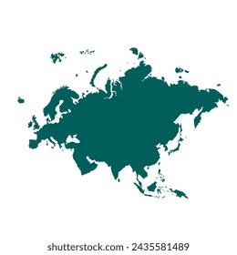 Mapa de Eurasia, símbolo de la silueta. Globo del Mapa Mundial. Ilustración vectorial aislada sobre fondo blanco. Europa y Asia continente.