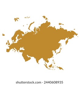 Map of Eurasia, sign silhouette. World Map Globe. Vector Illustration isolated on white background. Europe and Asia continent.