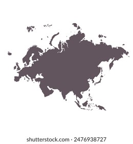 Karte von Eurasien, Zeichen Silhouette. In: World Map Globe. Vektorillustration isoliert auf weißem Hintergrund. Europa und Asien.