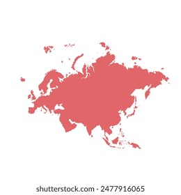 Map of Eurasia, sign silhouette. World Map Globe. Vector Illustration isolated on white background. Europe and Asia continent.