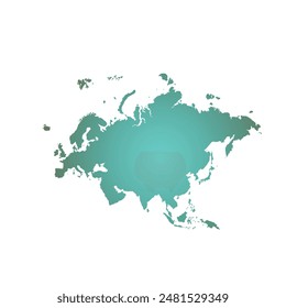 Map of Eurasia, sign silhouette. World Map Globe. Vector Illustration isolated on white background. Europe and Asia continent.