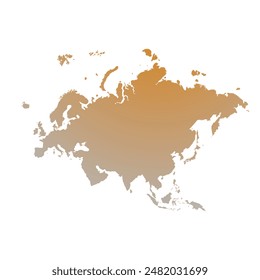 Karte von Eurasien, Zeichen Silhouette. In: World Map Globe. Vektorillustration isoliert auf weißem Hintergrund. Europa und Asien.