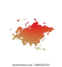 Map of Eurasia, sign silhouette. World Map Globe. Vector Illustration isolated on white background. Europe and Asia continent.
