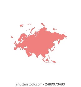 Mapa de Eurasia, símbolo de la silueta. Globo del Mapa Mundial. Ilustración vectorial aislada sobre fondo blanco. Europa y Asia continente.
