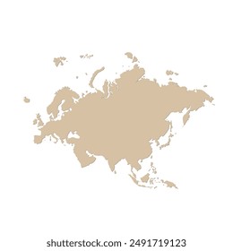 Mapa de Eurasia, símbolo de la silueta. Globo del Mapa Mundial. Ilustración vectorial aislada sobre fondo blanco. Europa y Asia continente.