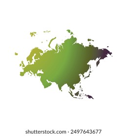 Map of Eurasia, sign silhouette. World Map Globe. Vector Illustration isolated on white background. Europe and Asia continent.