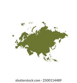 Map of Eurasia, sign silhouette. World Map Globe. Vector Illustration isolated on white background. Europe and Asia continent.