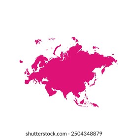 Map of Eurasia, sign silhouette. World Map Globe. Vector Illustration isolated on white background. Europe and Asia continent.
