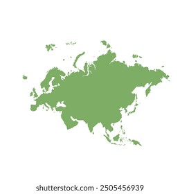Mapa de Eurasia, silueta de signos. Mapa mundial Globo. Ilustración vectorial aislada sobre fondo blanco. Continente europeo y asiático.