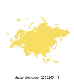 Map of Eurasia, sign silhouette. World Map Globe. Vector Illustration isolated on white background. Europe and Asia continent.