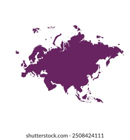 Mapa de Eurasia, silueta de signos. Mapa mundial Globo. Ilustración vectorial aislada sobre fondo blanco. Continente europeo y asiático.