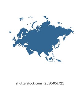 Mapa da Eurásia, sinal de silhueta. World Map Globe (em inglês). Ilustração de vetor isolada em plano de fundo transparente. Europa e Ásia.