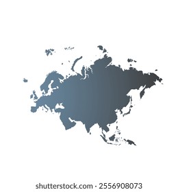 Map of Eurasia, sign silhouette. World Map Globe. Vector Illustration isolated on transparent background. Europe and Asia continent.