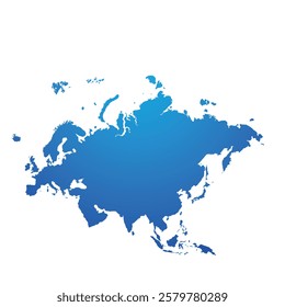 Map of Eurasia, sign silhouette. World Map Globe. Vector Illustration isolated on transparent background. Europe and Asia continent.