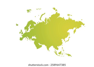 Map of Eurasia, sign silhouette. World Map Globe. Vector Illustration isolated on transparent background. Europe and Asia continent.