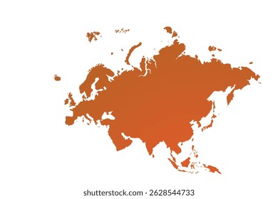 Map of Eurasia, sign silhouette. World Map Globe. Vector Illustration isolated on transparent background. Europe and Asia continent.