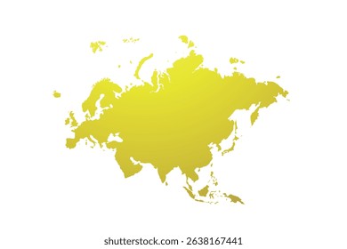 Map of Eurasia, sign silhouette. World Map Globe. Vector Illustration isolated on transparent background. Europe and Asia continent.