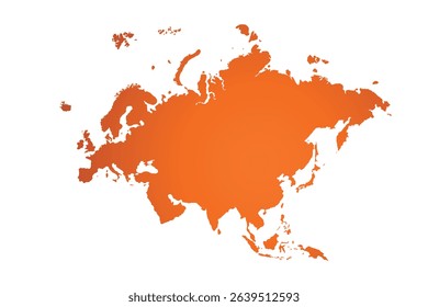 Map of Eurasia, sign silhouette. World Map Globe. Vector Illustration isolated on transparent background. Europe and Asia continent.