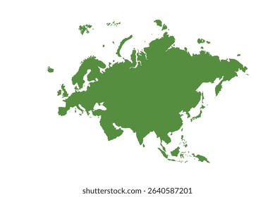 Map of Eurasia, sign silhouette. World Map Globe. Vector Illustration isolated on transparent background. Europe and Asia continent.