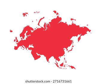 Mapa de Eurasia, silueta de signos. Mapa mundial Globo. Ilustración vectorial aislada sobre fondo transparente. Continente europeo y asiático.