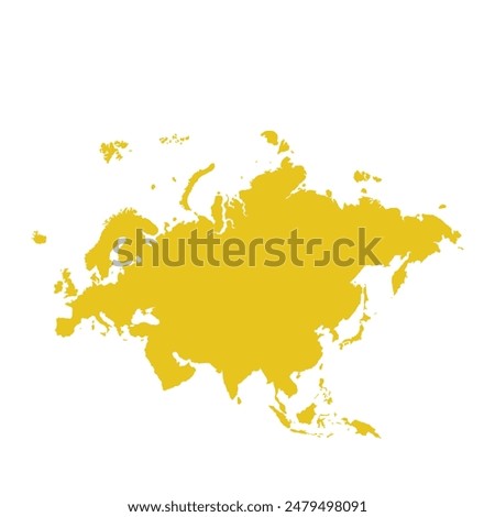 Map of Eurasia, sign silhouette. World Map Globe. Vector Illustration isolated on white background. Europe and Asia continent.