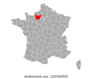 Map of Eure in France on white