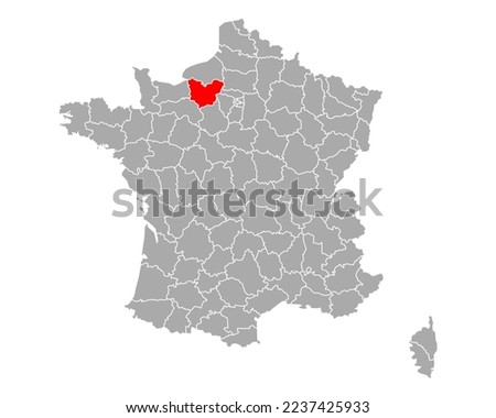 Map of Eure in France on white
