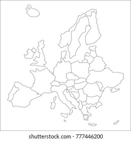 Political Detailed Vector Map Europe Stock Vector (Royalty Free) 1254650845