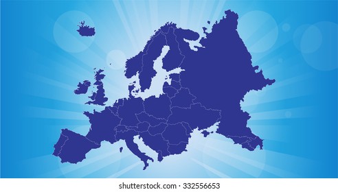 Map of Europe And Background - Vector Illustration