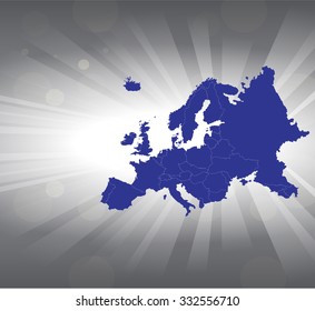 Map of Europe And Background - Vector Illustration
