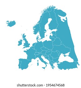 Map of Europe. Color vector modern. Silhouette map.