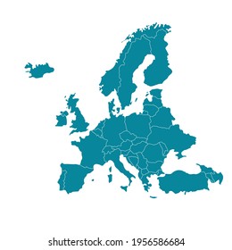 Mapa de Europa. Vector de color moderno. Mapa de silueta.