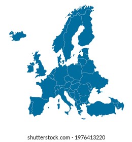 Map of Europe. Color vector modern. Silhouette map.