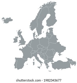 Map of Europe. Color vector modern. Silhouette map.