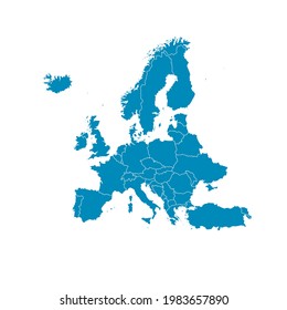 Mapa de Europa. Vector de color moderno. Mapa de silueta.
