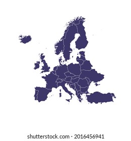 Mapa de Europa. Vector de color moderno. Mapa de silueta.