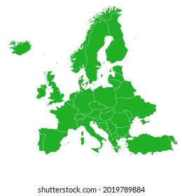 Map of Europe. Color vector modern. Silhouette map.