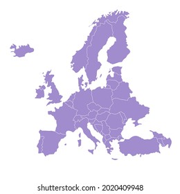Map of Europe. Color vector modern. Silhouette map.